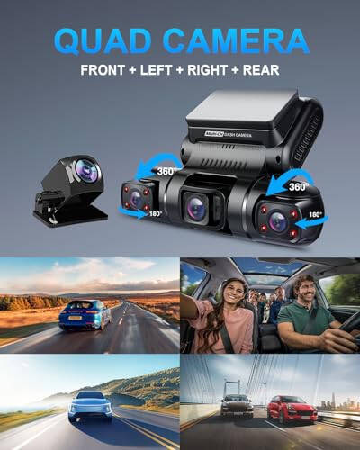 PRUVEEO 360 Degree View 4 Channel Dash Cam Front and Rear Inside Left Right, Dash Camera for Cars, Built-in GPS WiFi Night Vision, 24/7 Recording Parking Mode Monitor, Free 128G Card - 7