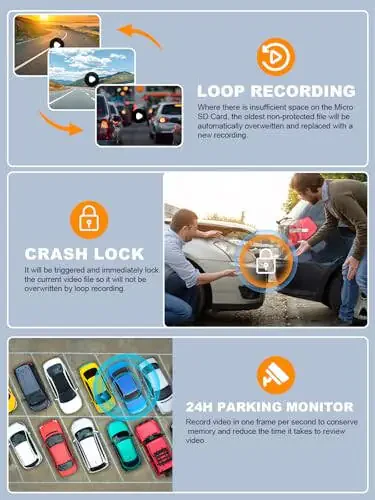 PRUVEEO 360 Degree View 4 Channel Dash Cam Front and Rear Inside Left Right, Dash Camera for Cars with CPL, Built-in GPS WiFi Night Vision, 24/7 Recording Parking Mode Monitor, Free 128G Card - 6