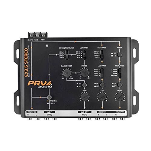 PRV AUDIO EX3.5 Avtomobil Stereo Elektron Krossover (3/2 yo'nalishli), 9V, 4in/6out RCA Kanallar, Ovoz Protsessori - 3