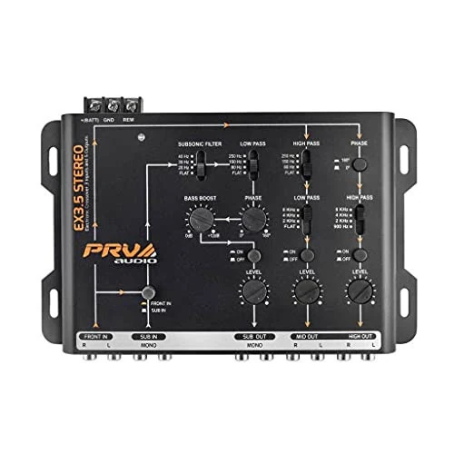 PRV AUDIO Кроссовер Автомобильное аудио EX3.5 Стерео 3-полосный или 2-полосный Электронный кроссовер 9 вольт, 4 входа 6 выходов RCA каналов Автомобильный звуковой процессор - 3