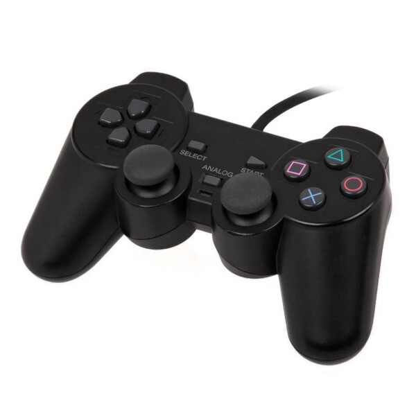 PS2 için Kablolu Kumanda, Kablolu Oyun Kumandası Çift Titreşimli Şok Uzaktan Joystick Oyun Kumandaları PlayStation 2 için, Siyah - 1