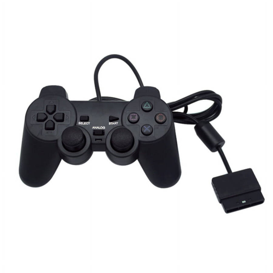 PS2 için Kablolu Kumanda, Kablolu Oyun Kumandası Çift Titreşimli Şok Uzaktan Joystick Oyun Kumandaları PlayStation 2 için, Siyah - 5