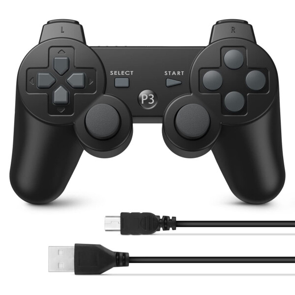 PS3 Kumandaları, PS3 ile Uyumlu Kablosuz Oyun Kumandası, Titreşim ve Hareket Sensörü Destekli, Yeniden Şarj Edilebilir Bluetooth Oyun Pedi, Siyah (1 Adet) - 8