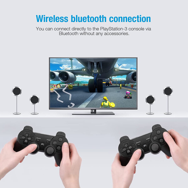 PS3 Kumandaları, PS3 ile Uyumlu Kablosuz Oyun Kumandası, Titreşim ve Hareket Sensörü Destekli, Yeniden Şarj Edilebilir Bluetooth Oyun Pedi, Siyah (1 Adet) - 9