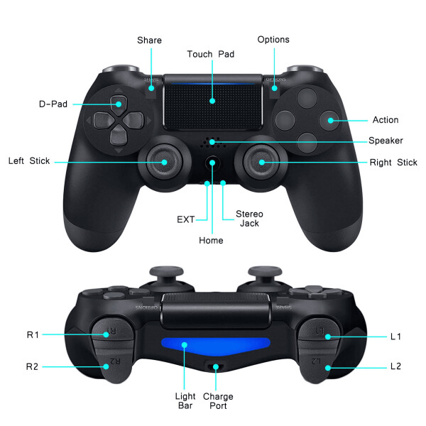 PS4 Controller for PS4 / Pro/Slim & PC, Black - 12