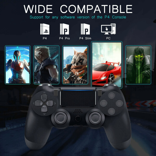 PS4, Pro, Slim va kompyuter uchun PS4 simsiz gamepad, qora - 11