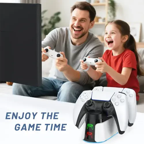 PS5 Controller Charger, Dual Controller Charging Stand for Playstation 5 with LED Indicator and Fast Charging Cable,2H Faster Charging Station for Playstation 5 DualSense - 8