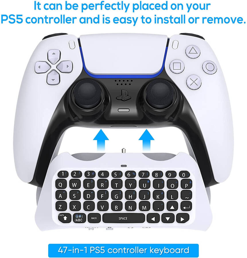 PS5 Kumandası için Kablosuz Klavye Chatpad'i, Bluetooth 3.0 Chatpad DualSense Kumanda Aksesuarı PlayStation 5 için Klavye ve Canlı Sohbet - 11