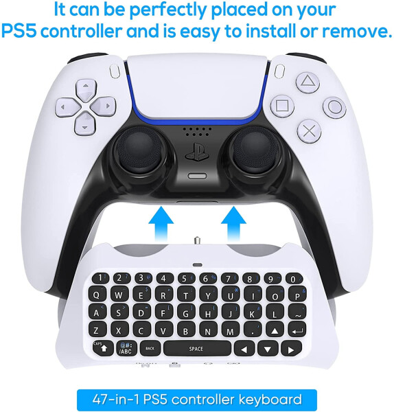 PS5 Kumandası için Kablosuz Klavye Chatpad'i, Bluetooth 3.0 Chatpad DualSense Kumanda Aksesuarı PlayStation 5 için Klavye ve Canlı Sohbet - 4