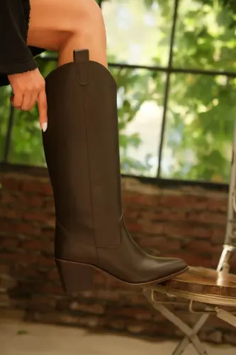 Ptc Venüs Western Topuklu Kadın Kowboy Çizme Acı Kahve-kahverengi - 4