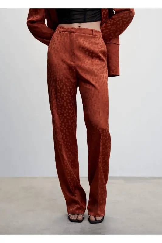 Puantiyeli Saten Pantolon - Yanık Turuncu - MANGO WOMAN