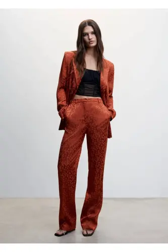 Puantiyeli Saten Pantolon - Yanık Turuncu - MANGO WOMAN (1)