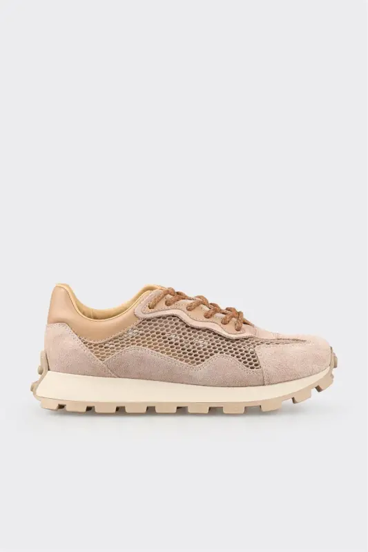 Pudra Deri Kadın Spor Ayakkabı - Pudra - ELLE SHOES