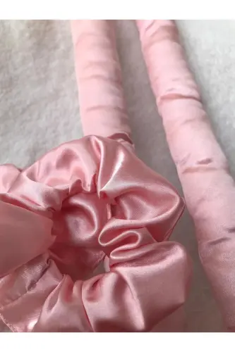 Pudra Pembe Isısız Saç Şekillendirme Seti Saten Saç Sosisi Saç Bigudisi Seti Saç Şekillendirici-Pembe - 4