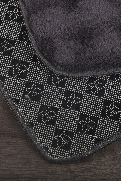 Pufak Antrasit Yumshoq Katta O'lchamli Ikki Qavatli Sirpanmas Halı Yuvish Mumkin Banyo Paspası - 5