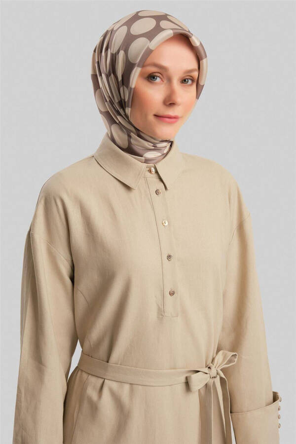 Puff Sleeve Linen Dress 24y9830 Moonstone - 5