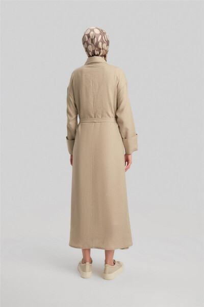 Puff Sleeve Linen Dress 24y9830 Moonstone - 6