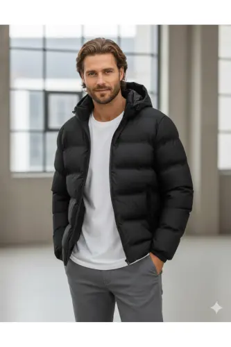 Puffer Black Men's Water and Cold Proof Coat - Black 