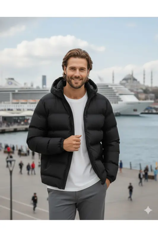 Puffer Black Men's Water and Cold Proof Coat - Black - 6
