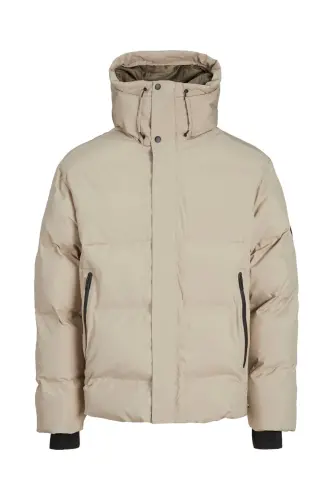 Puffer Jacket Beige Men's Inflatable Coldproof Jacket-Crockery - 2