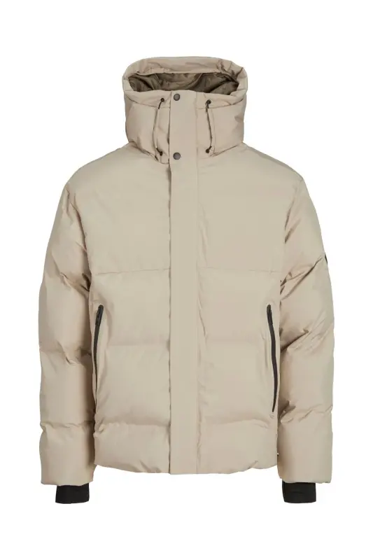 Puffer Jacket Beige Men's Inflatable Coldproof Jacket-Crockery - 2