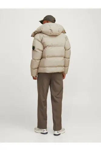 Puffer Jacket Beige Men's Inflatable Coldproof Jacket-Crockery - 3