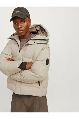 Puffer Jacket Beige Men's Inflatable Coldproof Jacket-Crockery - 7
