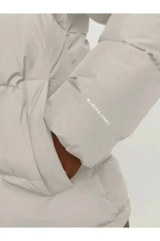 PUFFER JACKET Erkak Shishirma Mont Cream Beige-Krem Bej - 6