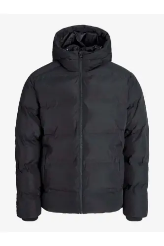 Puffer Jacket Kapüşonlu Soğuk Geçirmez Siyah Erkek Polyester Dolgulu Çift Cepli Şişme Mont - Black-Soho - JACK & JONES (1)