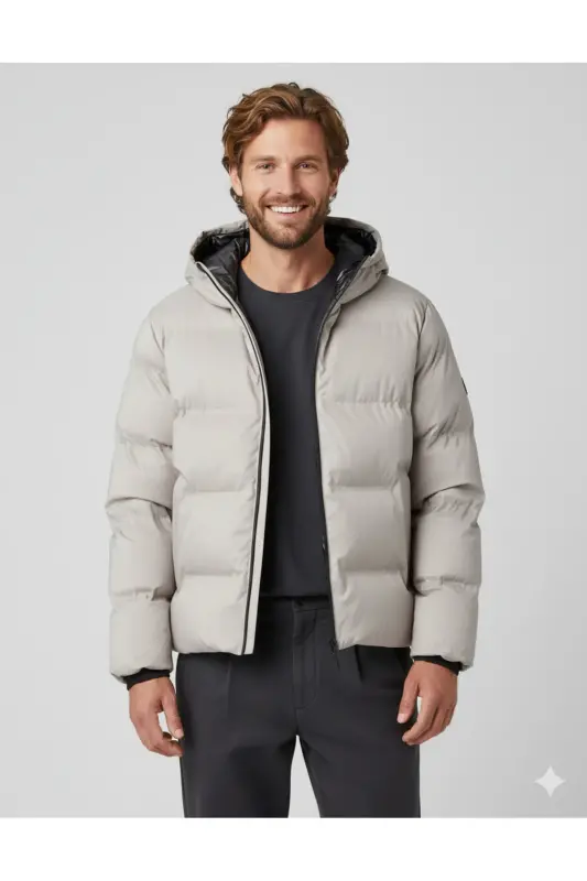PUFFER JACKET Men's Padded Jacket Cream Beige-Cream Beige - 1