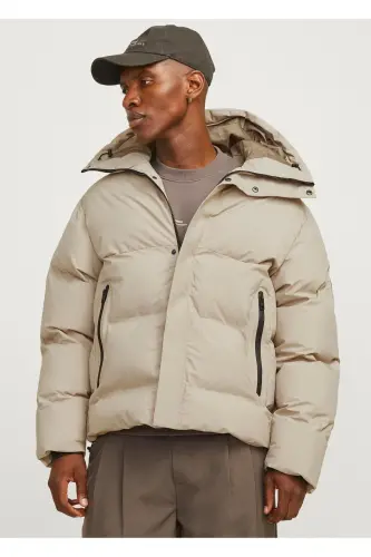 Puffer Jacket Soğuk Geçirmez Bej Erkek Şişme Mont - Crockery 