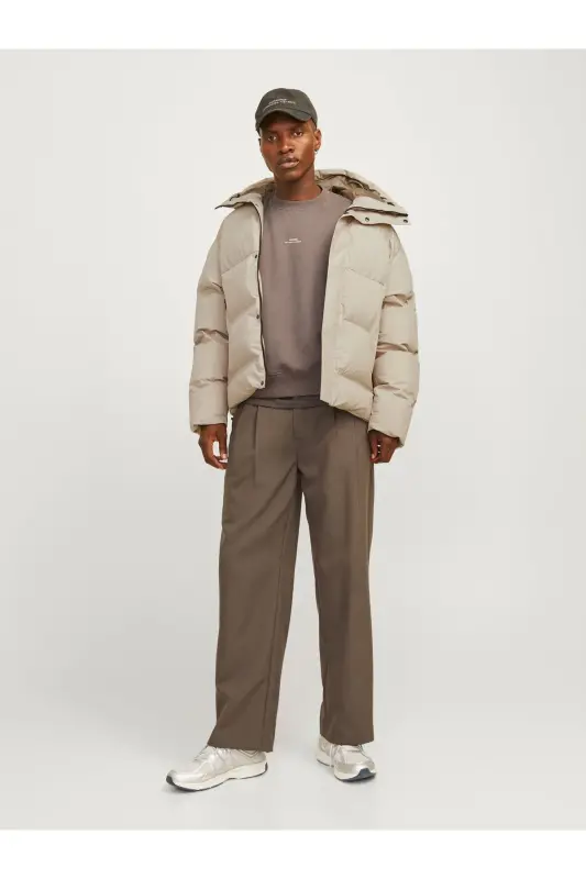 Puffer Jacket Soğuk Geçirmez Bej Erkek Şişme Mont - Crockery - 4