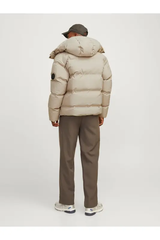 Puffer Jacket Sovuqqa chidamli bej rangli erkaklar kurtkasi - Crockery - 3