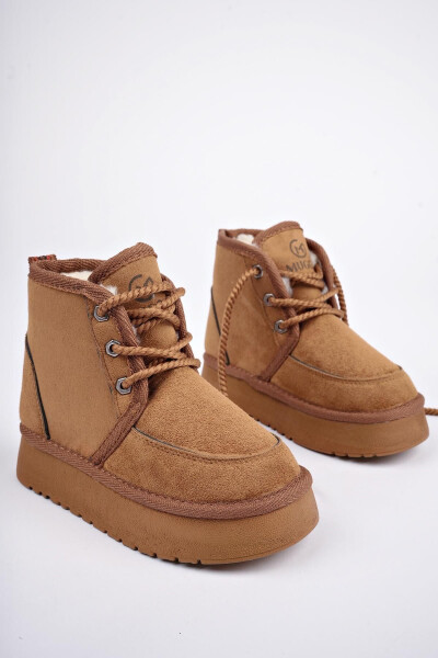 PUFFY, a daily use, thick-soled, furry lined, lace-up mini half-boot for kids. - 2