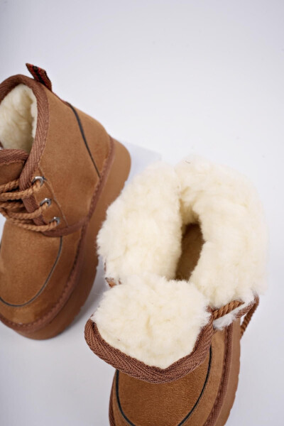 PUFFY, a daily use, thick-soled, furry lined, lace-up mini half-boot for kids. - 3