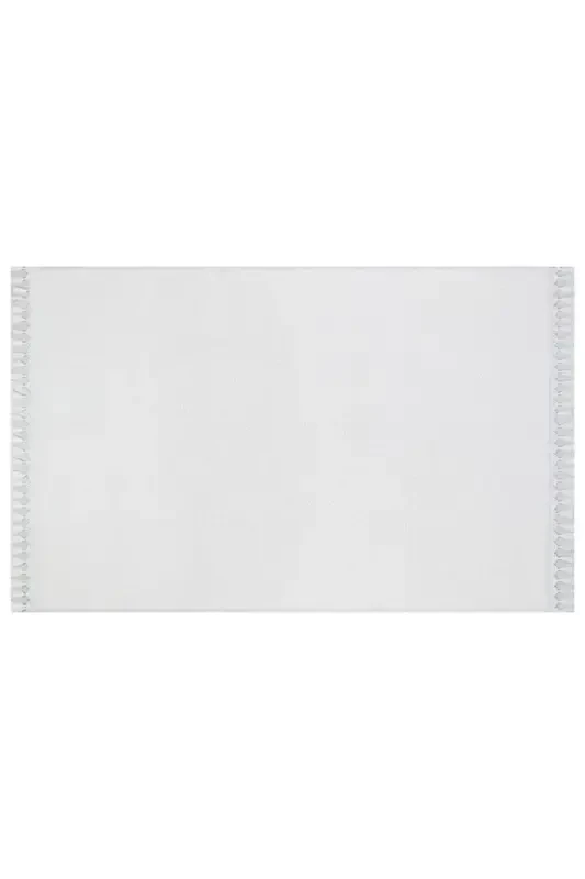 Puffy Bath Mat Set of 2 Fringed Washable White-White - 3