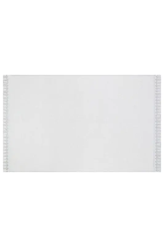 Puffy Bath Mat Set of 2 Fringed Washable White-White - 3