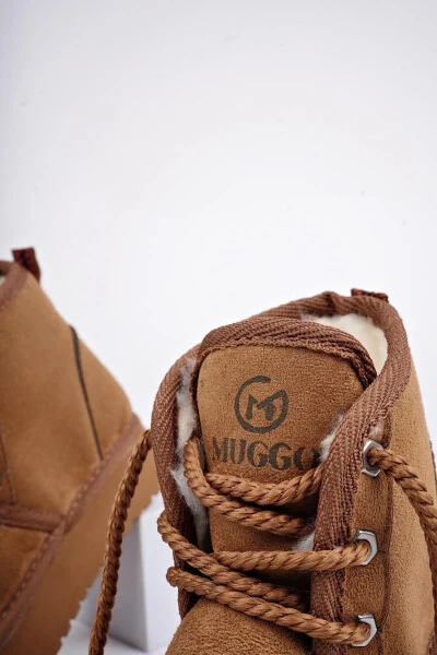 PUFFY, bolalar uchun kundalik foydalanish uchun, qalin taglikli, mo'ynali ichki astarli, bog'lanadigan mini yarim etik. - 6