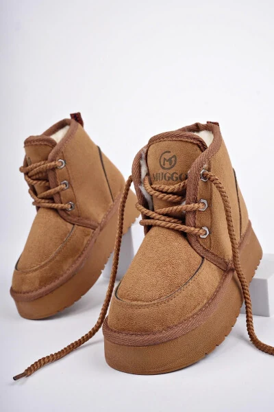 PUFFY, повседневные детские полуботинки с толстой подошвой, меховой подкладкой и шнуровкой. - MUGGO