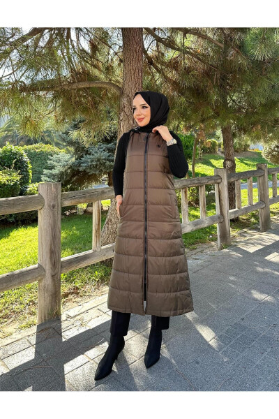 Puffy Quilted Fiber Filled Women's Winter Long Sports Vest 50007 - 1