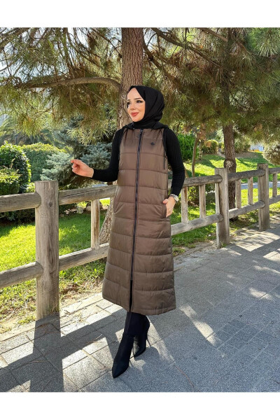 Puffy Quilted Fiber Filled Women's Winter Long Sports Vest 50007 - 2