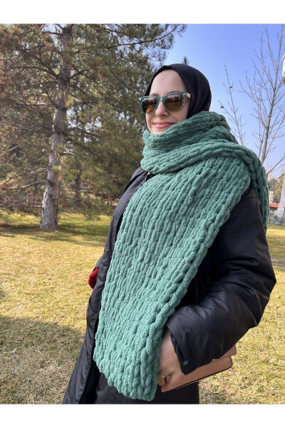 Puffy Soft Large Scarf Green - 4