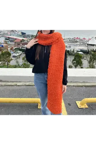 Puffy soft scarf-Brick - 1