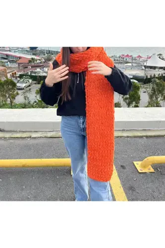 Puffy soft scarf-Brick - 3