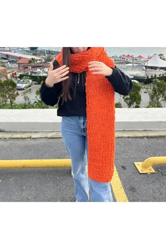 Puffy soft scarf-Brick - 3