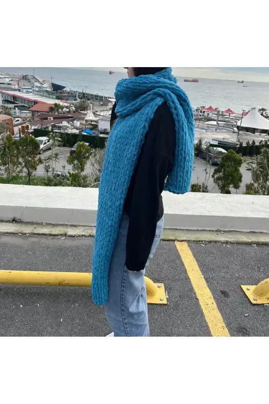 Puffy soft scarf-Dark blue - 2