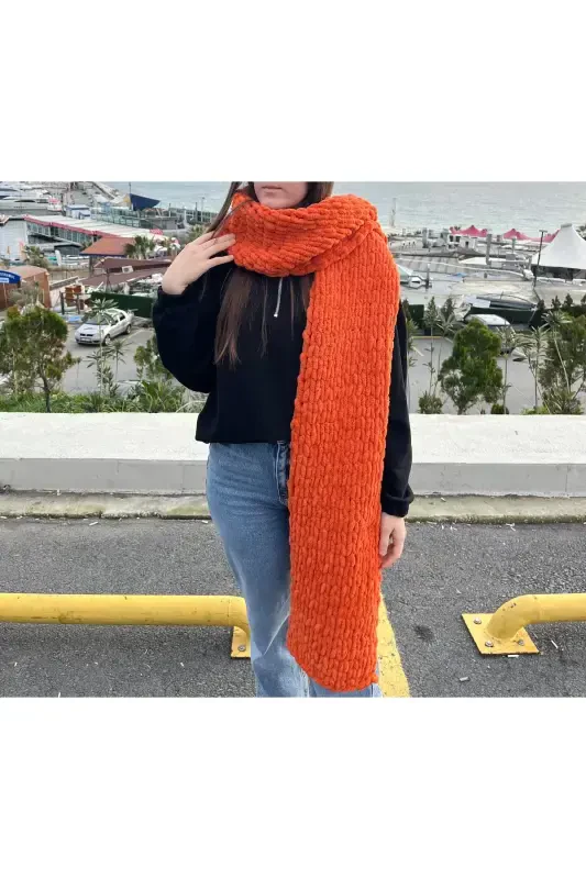 Puffy yumoş atkı-Kiremit - 1