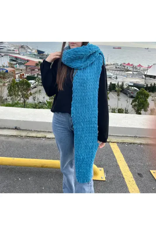 Puffy yumoş atkı-Koyu mavi - 1