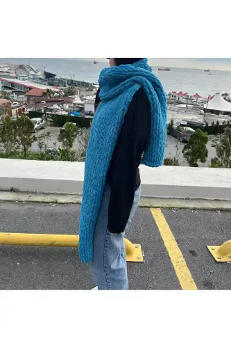 Puffy yumoş atkı-Koyu mavi - 2