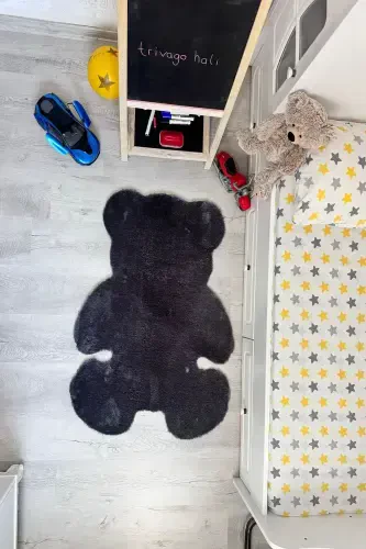 Pufi Soft Plush Bear Rug Carpet Kids Room Baby Room Living Room Carpet-Anthracite - 4